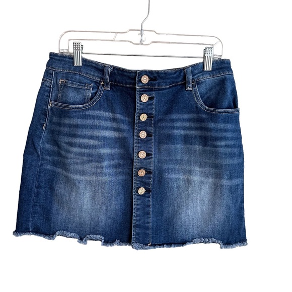 Indigo Rein button up jean skirt 12 - Picture 1 of 7